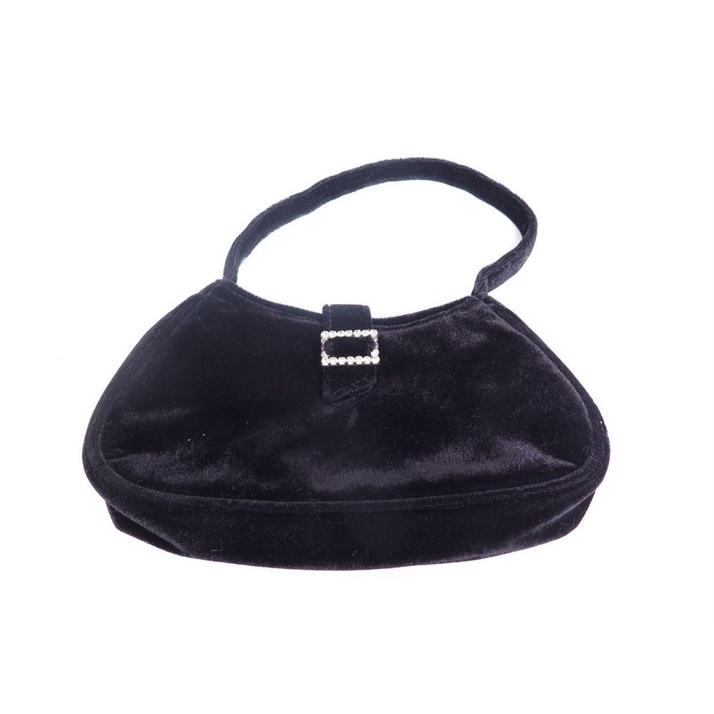 Black Velvet Rhinestone Evening Bag